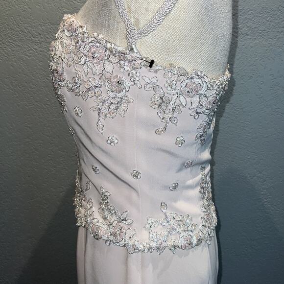 MONTAGE COLLECTION Blush Embroidered Maxi Formal Evening Gown - Size 6 - Picture 5 of 15